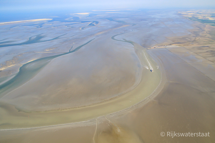 Aerial photo of the southern part of the Holwerd-Ameland ferry