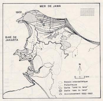 The coastline changes of Citarum delta in 1881-1981