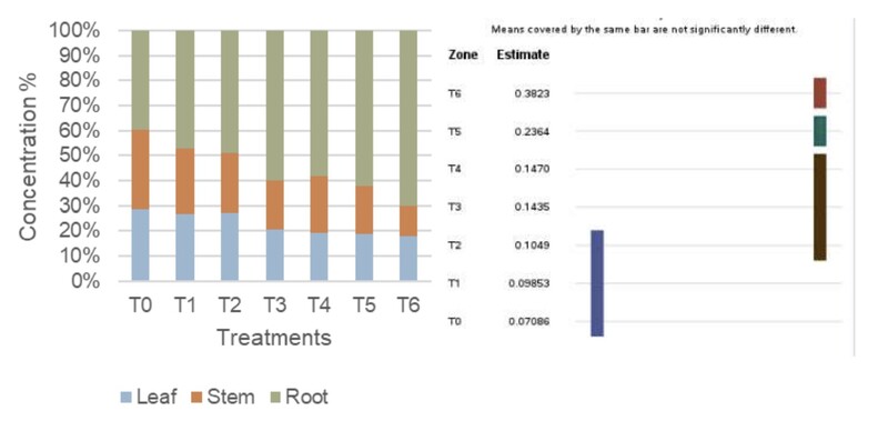 Effect of Cd concentration level on the seedlings of Xylocarpus Mekongensis's Accumulation percetage