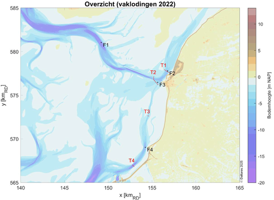 Location of the frames (in black) and of the ship measurements (in red). Source: Smits (2025).